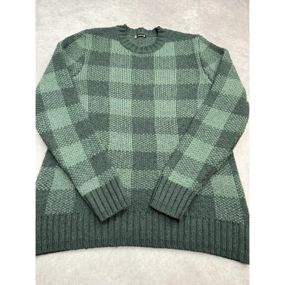 Smartwool Sweater Mens Large Green Gray‎ Buffalo Plaid Wool Blend Pullover F21 - Picture 3 of 16